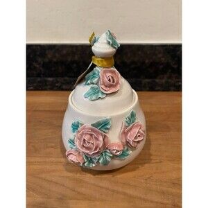 Hand Crafted Rose Themed Pottery Candle Jar